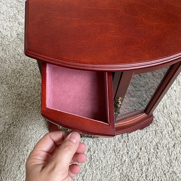 Classic Red Wooden Jewelry Armoire with Glass Door - Picture 6 of 11